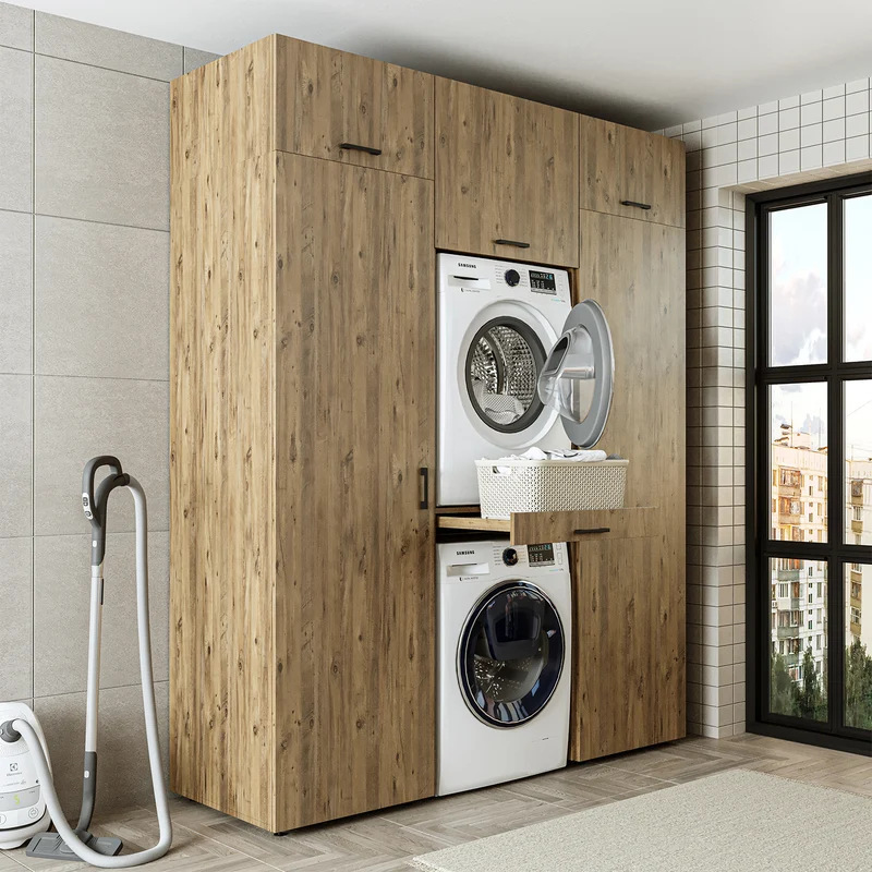 Roomart Waschmaschinenschrank DUO-I, 187 cm, Schrankwand mit zwei Hochschränken, in 3 Farben