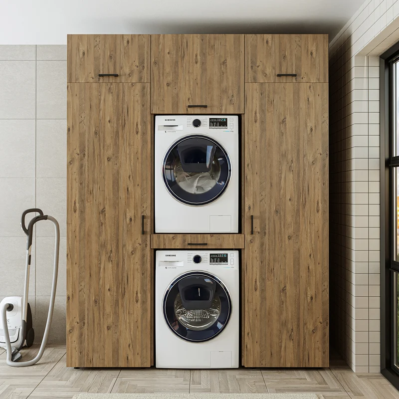Roomart Waschmaschinenschrank DUO-I, 187 cm, Schrankwand mit zwei Hochschränken, in 3 Farben