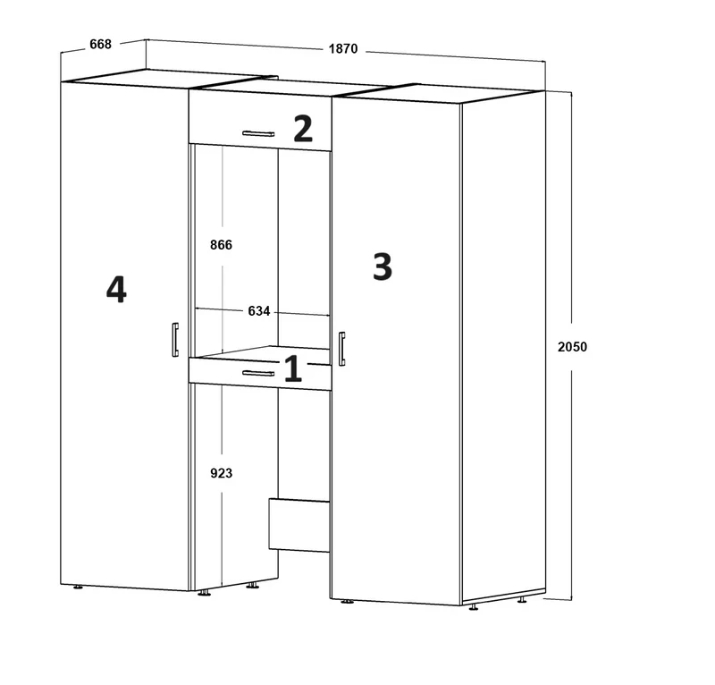 Roomart Waschmaschinenschrank DUO-I, 187 cm, Schrankwand mit zwei Hochschränken, in 3 Farben