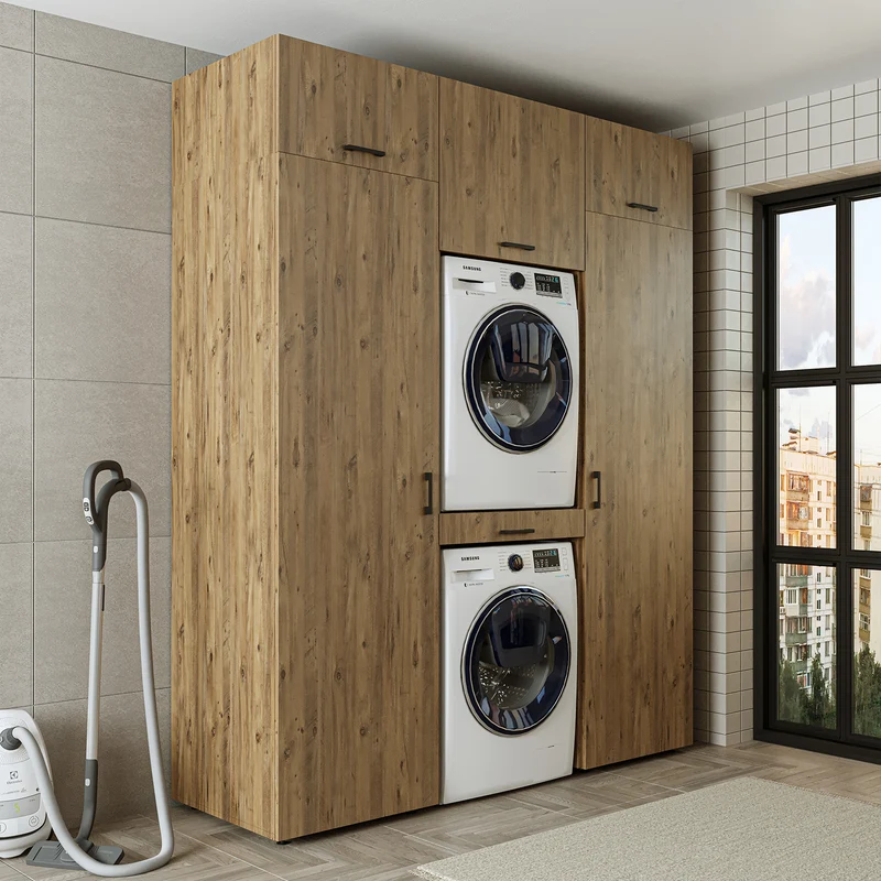 Roomart Waschmaschinenschrank DUO-I, 187 cm, Schrankwand mit zwei Hochschränken, in 3 Farben