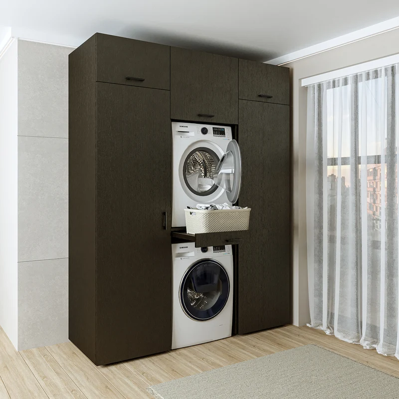 Roomart Waschmaschinenschrank DUO-I, 187 cm, Schrankwand mit zwei Hochschränken, in 3 Farben