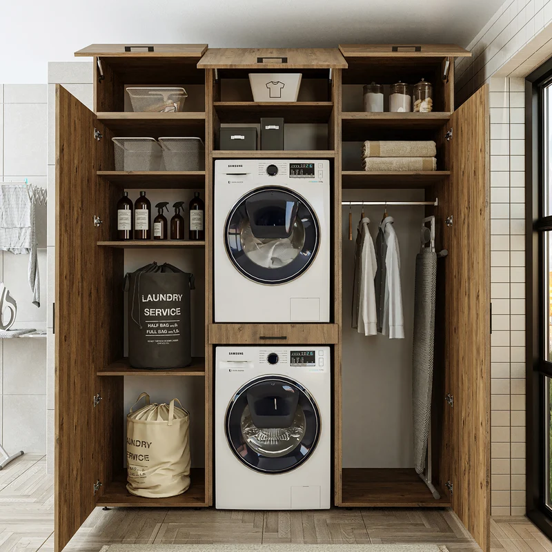 Roomart Waschmaschinenschrank DUO-I, 187 cm, Schrankwand mit zwei Hochschränken, in 3 Farben
