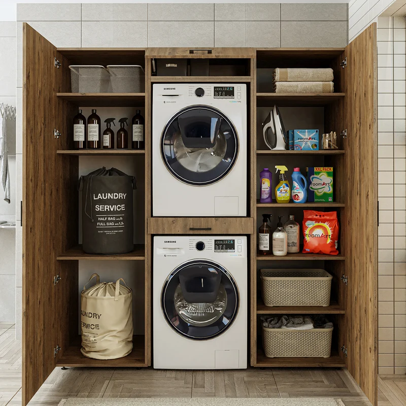 Roomart Waschmaschinenschrank DUO-I, 187 cm, Schrankwand mit zwei Hochschränken, in 3 Farben