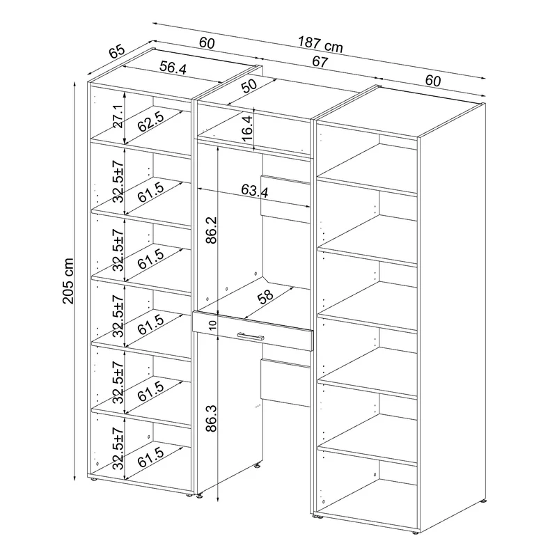 Roomart Waschmaschinenschrank DUO-I, 187 cm, Schrankwand mit zwei Hochschränken, in 3 Farben