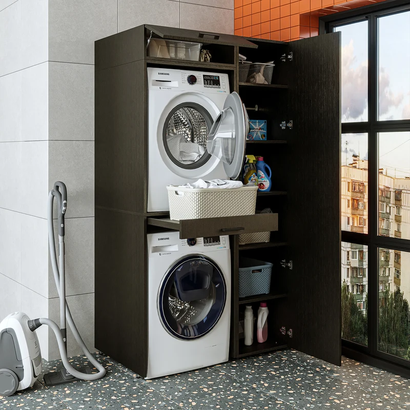 Roomart Waschmaschinenschrank DUO-I, 112 cm, mit Hochschrank und Ausziehbrett, in 3 Farben
