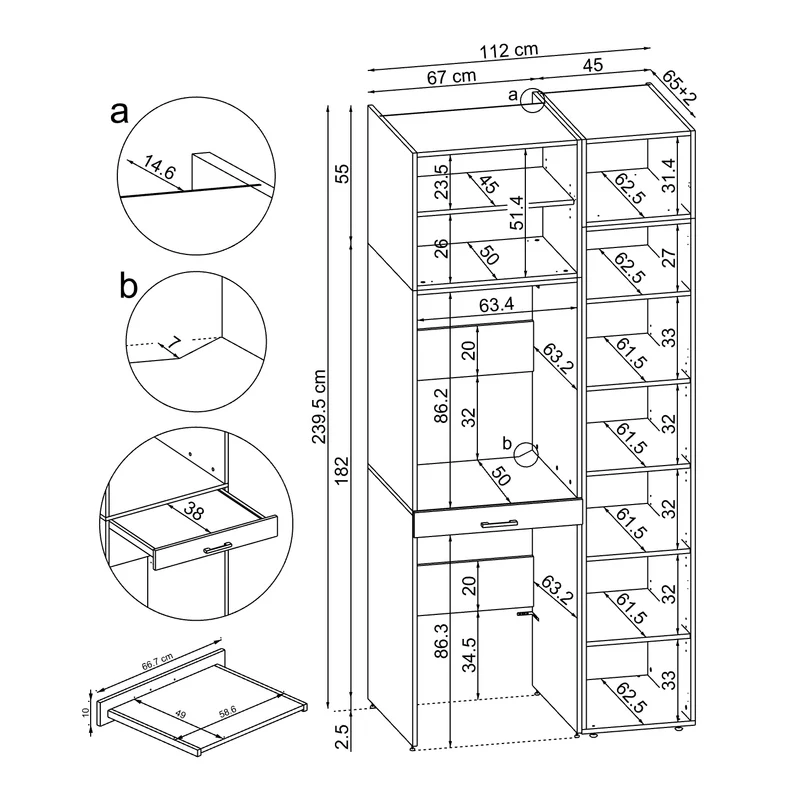 Roomart Waschmaschinenschrank DUO-I, 112 cm, mit Hochschrank und Ausziehbrett, in 3 Farben