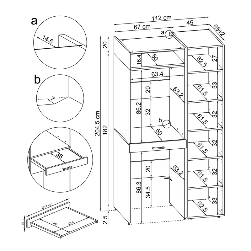 Roomart Waschmaschinenschrank DUO-I, 112 cm, mit Hochschrank und Ausziehbrett, in 3 Farben