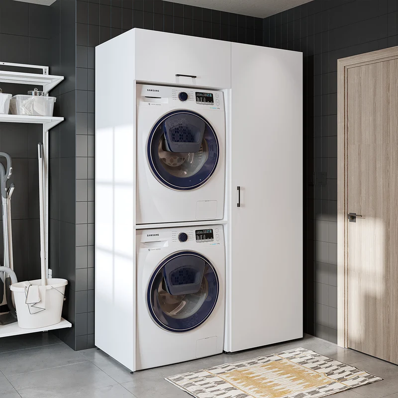 Roomart Waschmaschinenschrank DUO-II, 127 cm, für Waschmaschine und Trockner mit Hochschrank, in 2 Farben