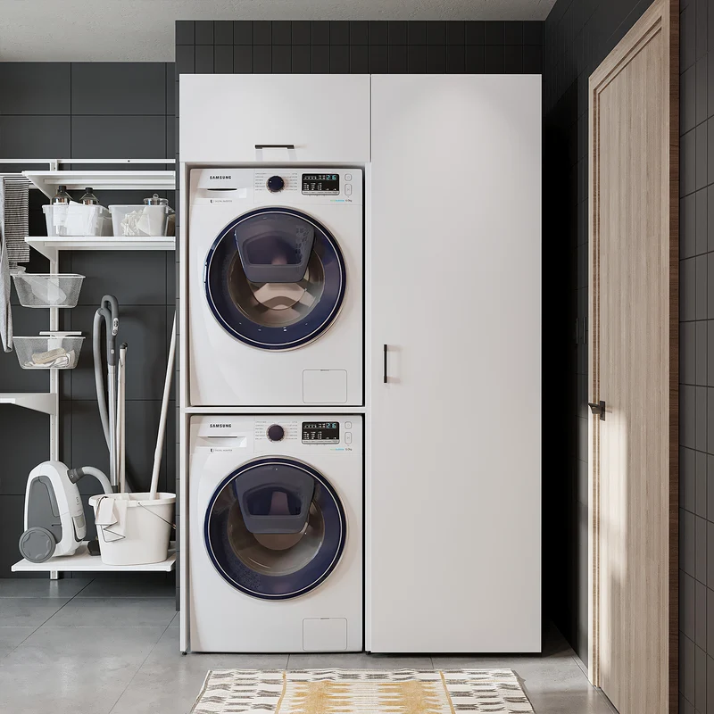 Roomart Waschmaschinenschrank DUO-II, 127 cm, für Waschmaschine und Trockner mit Hochschrank, in 2 Farben