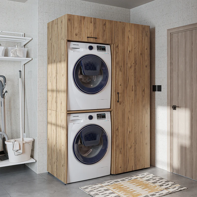 Roomart Waschmaschinenschrank DUO-II, 127 cm, für Waschmaschine und Trockner mit Hochschrank, in 2 Farben