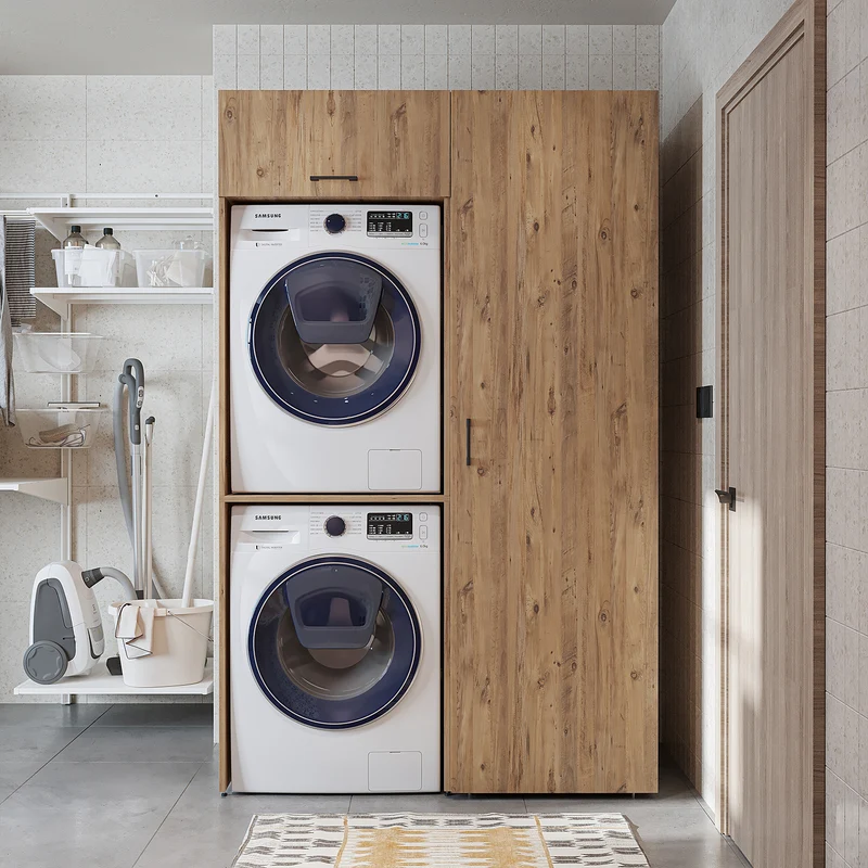 Roomart Waschmaschinenschrank DUO-II, 127 cm, für Waschmaschine und Trockner mit Hochschrank, in 2 Farben