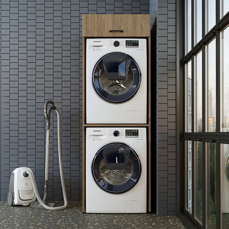 Roomart Waschmaschinenschrank DUO-II, 67 cm, Überbauschrank für Waschmaschine und Trockner, in 2 Farben