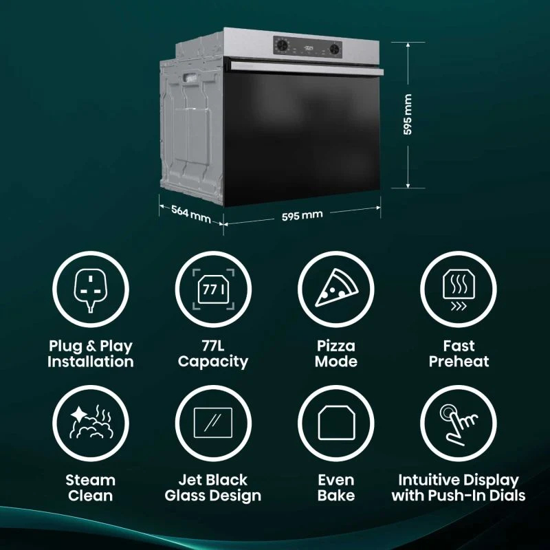Hisense BI622AXPGUK Hi2 77L Built-in Electric Steam Oven - Black