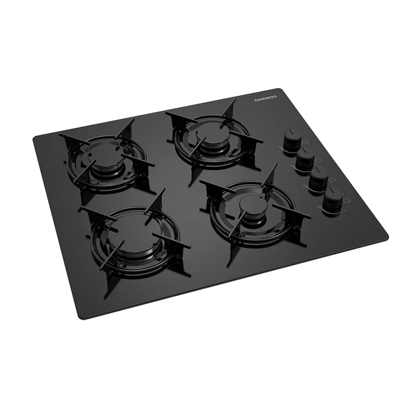Daewoo BH6GKR40BNL-FR Built-In 60cm Gas on Glass Hob, Knob Control