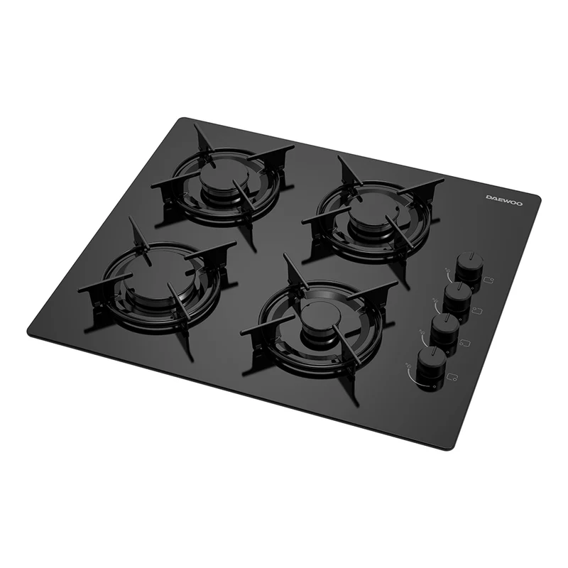 Daewoo BH6GKR40BNL-FR Built-In 60cm Gas on Glass Hob, Knob Control