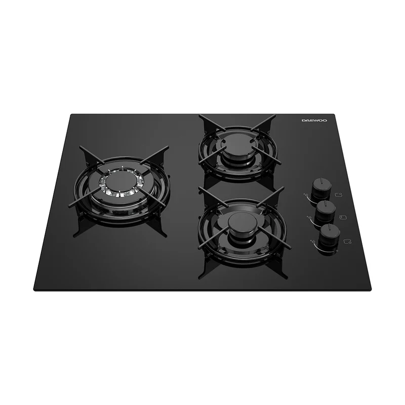 Daewoo BH6GKR21BNL-FR Built-In 60cm Gas on Glass Hob, Knob Control