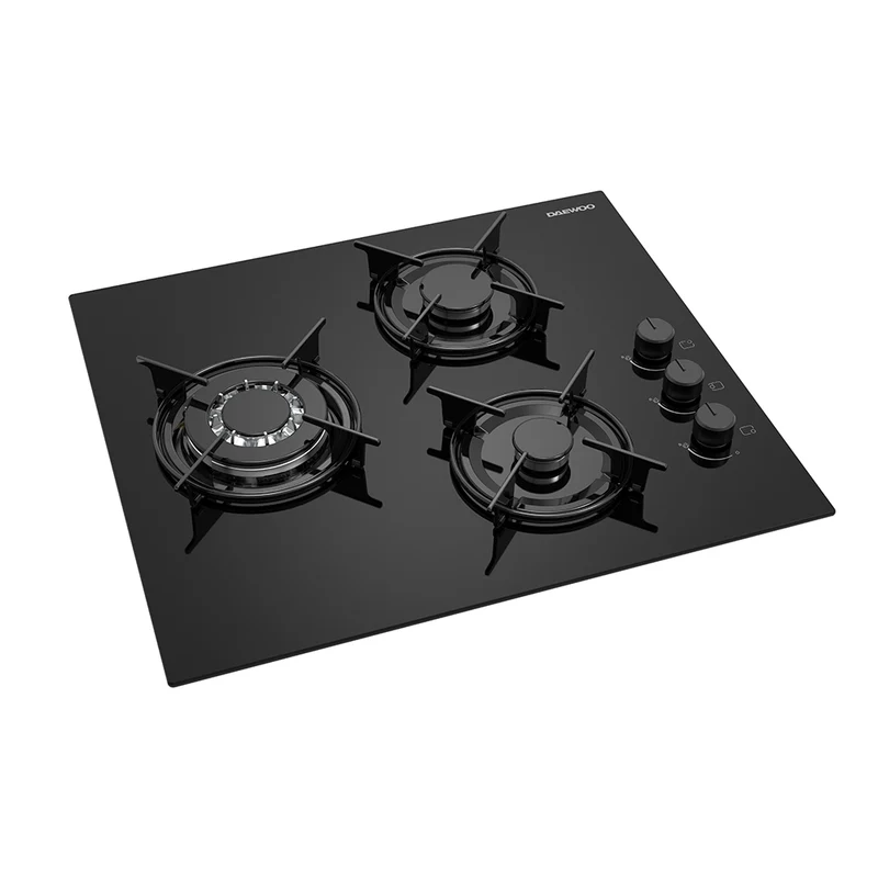 Daewoo BH6GKR21BNL-FR Built-In 60cm Gas on Glass Hob, Knob Control