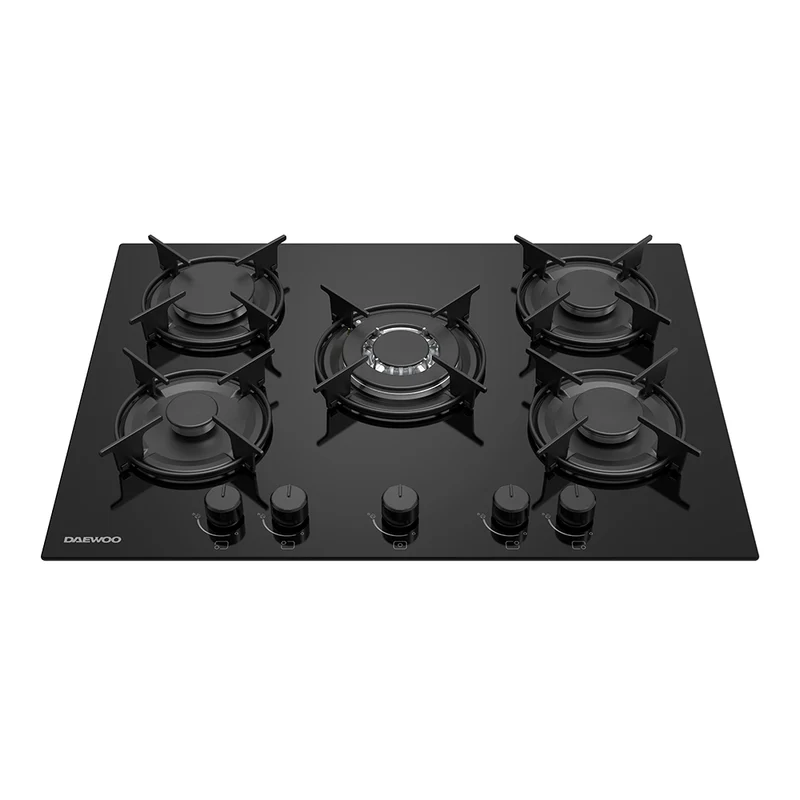 Daewoo BH7GKF51BNM-FR Built-In 70cm Gas on Glass Hob, Knob Control