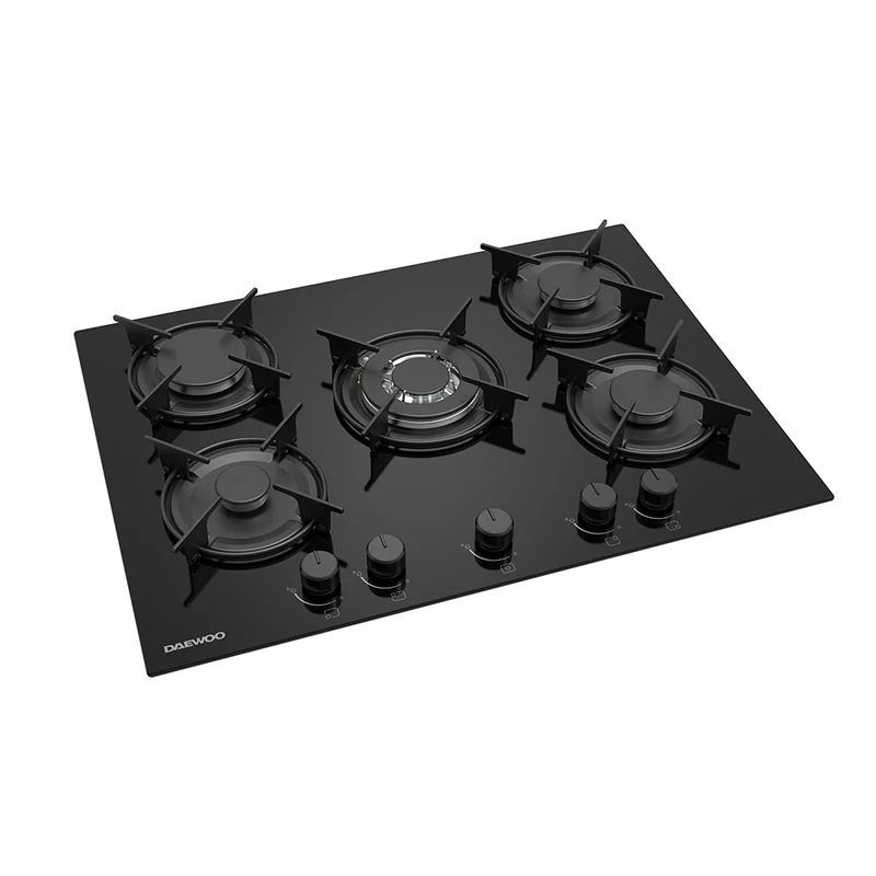 Daewoo BH7GKF51BNM-FR Built-In 70cm Gas on Glass Hob, Knob Control
