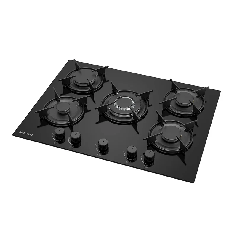 Daewoo BH7GKF51BNM-FR Built-In 70cm Gas on Glass Hob, Knob Control
