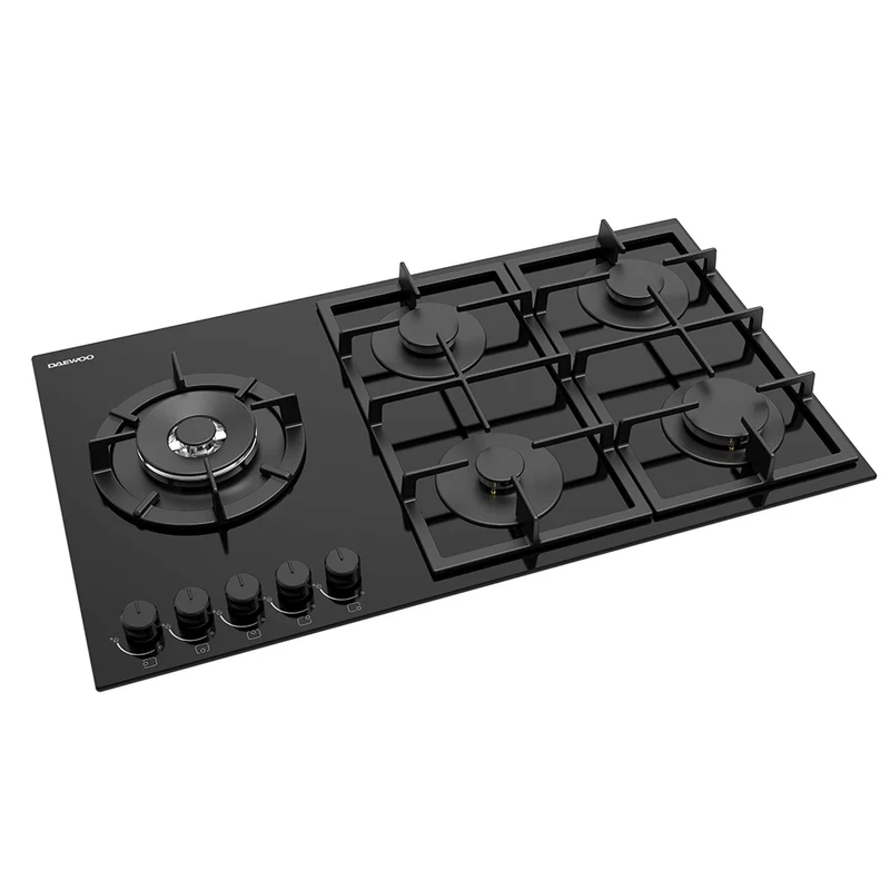 Daewoo BH9GKF51BNH-FR Built-In 90cm Gas on Glass Hob, Knob Control