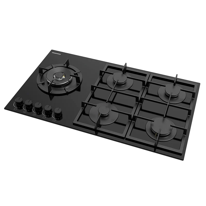 Daewoo BH9GKF51BNH-FR Built-In 90cm Gas on Glass Hob, Knob Control