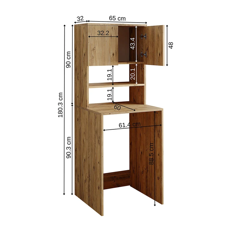 Roomart Waschmaschinenschrank ATLANTIC-III, 65 cm, Überbauschrank mit Oberschrank, in 4 Farben