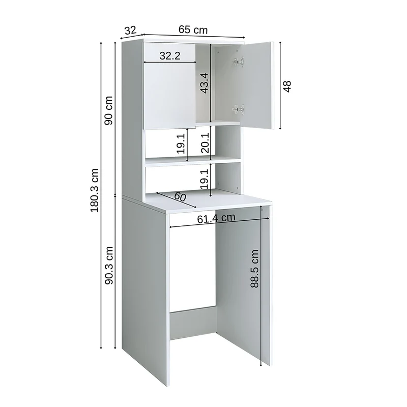 Roomart Waschmaschinenschrank ATLANTIC-III, 65 cm, Überbauschrank mit Oberschrank, in 4 Farben