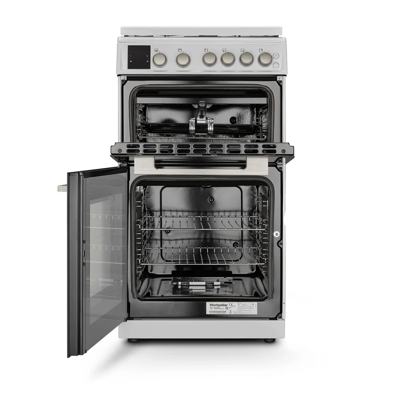 Montpellier MDOG50LW 50cm Gas Double Oven With Lid White - LPG Jets Included