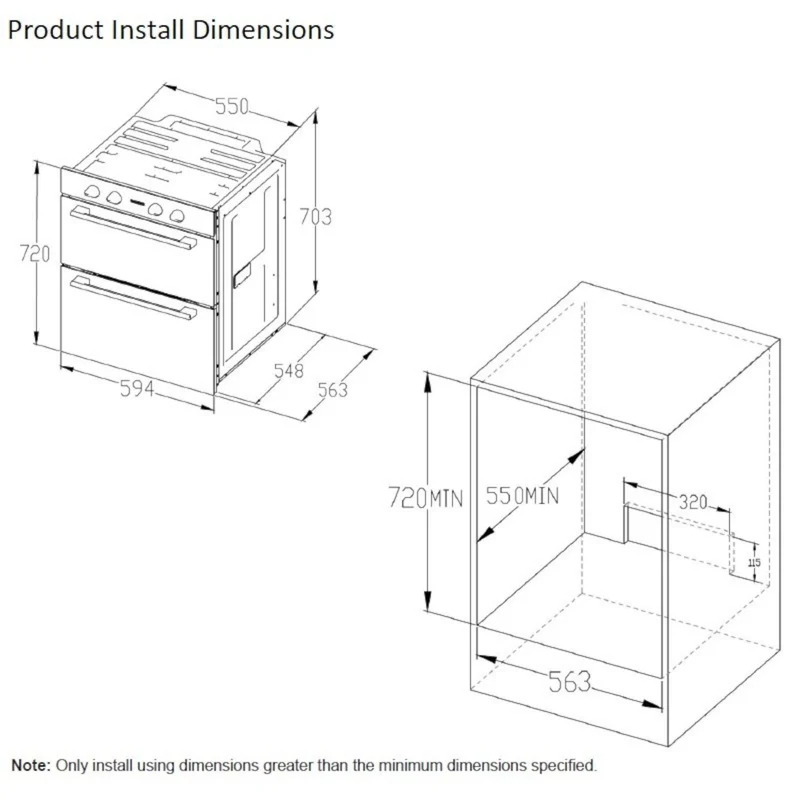 Belling BI703MFCBLK Double Multifunction Electric Built-Under Oven