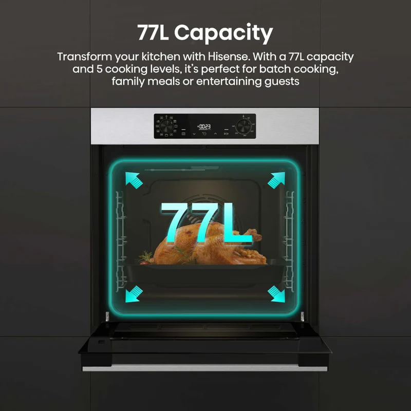 Hisense BI622AXPGUK Hi2 77L Built-in Electric Steam Oven - Black