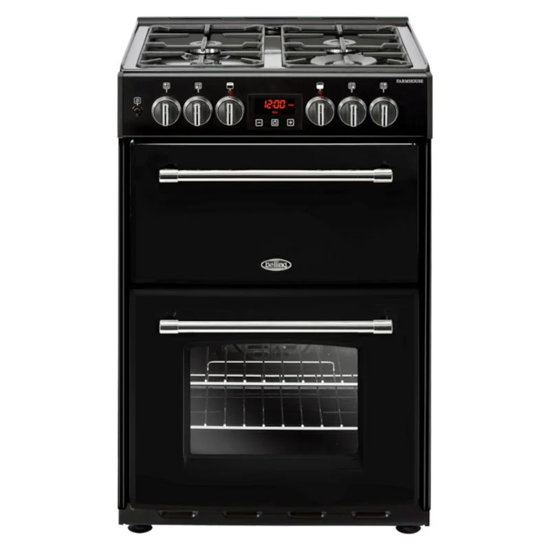 Belling Farmhouse 60DF 60cm Dual Fuel Double Oven Cooker - FARMHOUSE60DFBLK