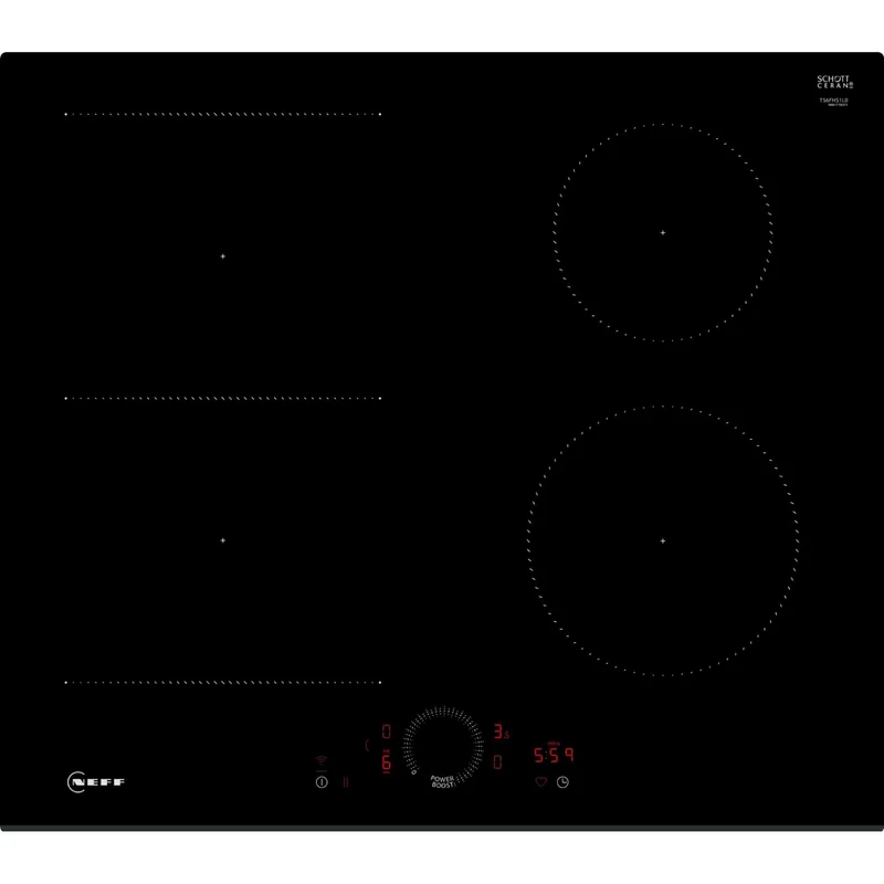 NEFF T56FHS1L0 N 70 60cm 4 Zone Smart Induction Hob - Black