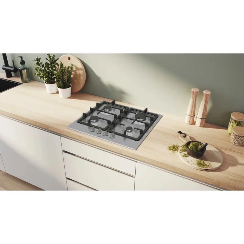 Bosch PGP6B5K90 Series 4 60cm 4 Burner Gas Hob - Stainless Steel