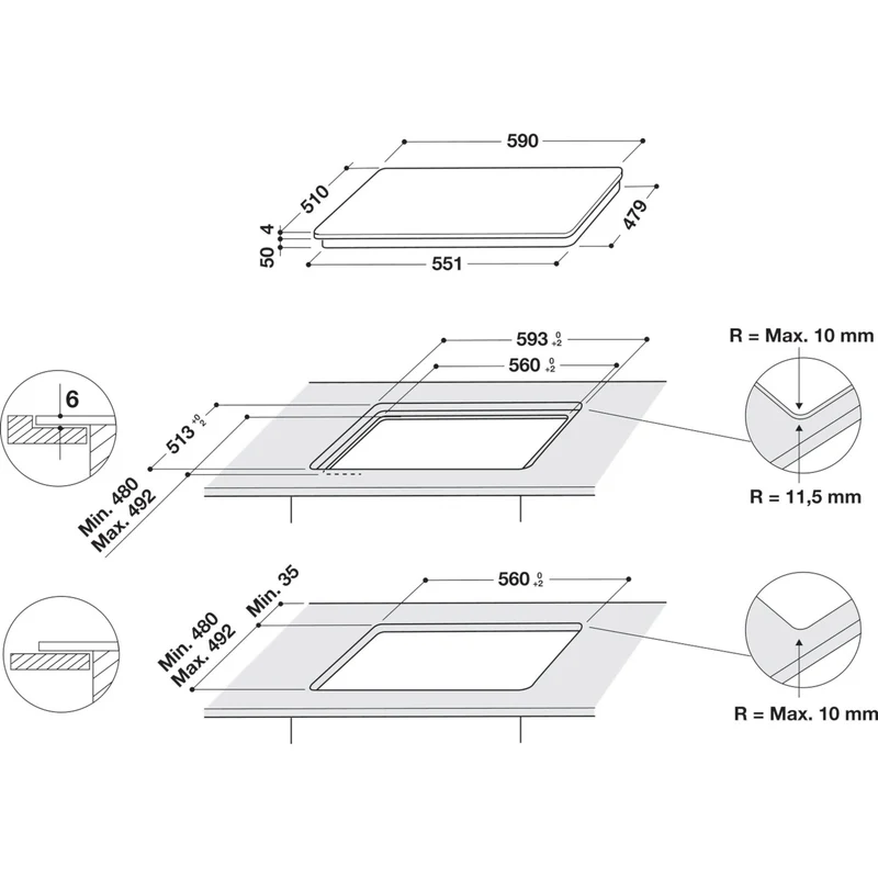 Indesit IS 83Q60 NE 60cm 4 Zone Induction Hob Electric - Black