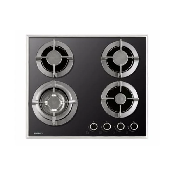 Beko QHGW6422B 4 Cast Iron Hob Gas Burner with Wok Burner