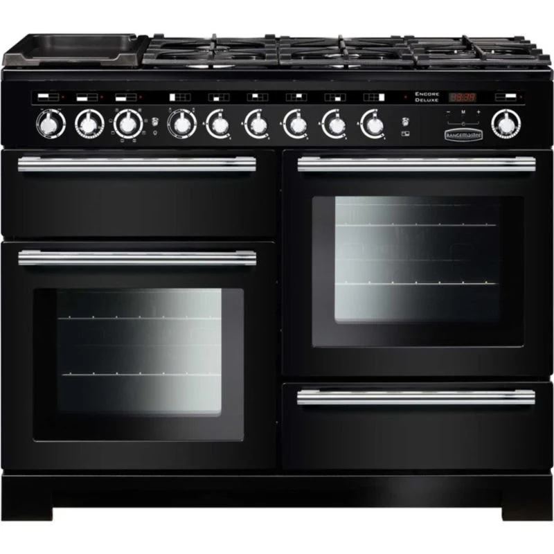 Rangemaster Encore Deluxe 110 110cm Dual Fuel Range Cooker - EDL110DFFBL/C