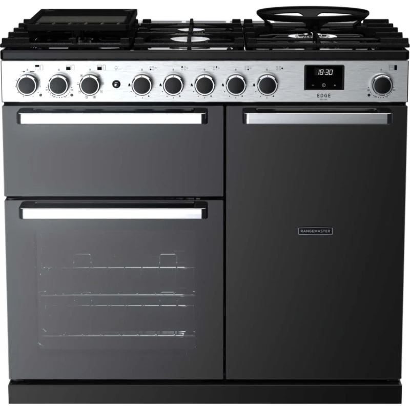Rangemaster Edge Deluxe 100 100cm Dual Fuel Range Cooker - EDDL100DFGBLK/CM1