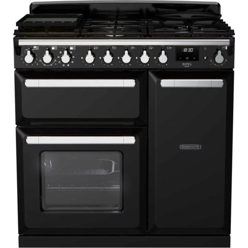Rangemaster Estel Deluxe 90 90cm Dual Fuel Range Cooker - ESDL90DFPGBL/CM1