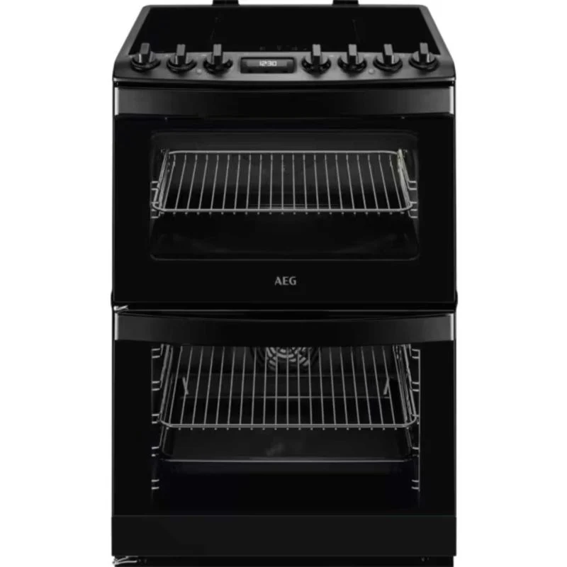 AEG 6000 SteamBake 60cm Electric Double Oven Cooker - CIB6743MCB
