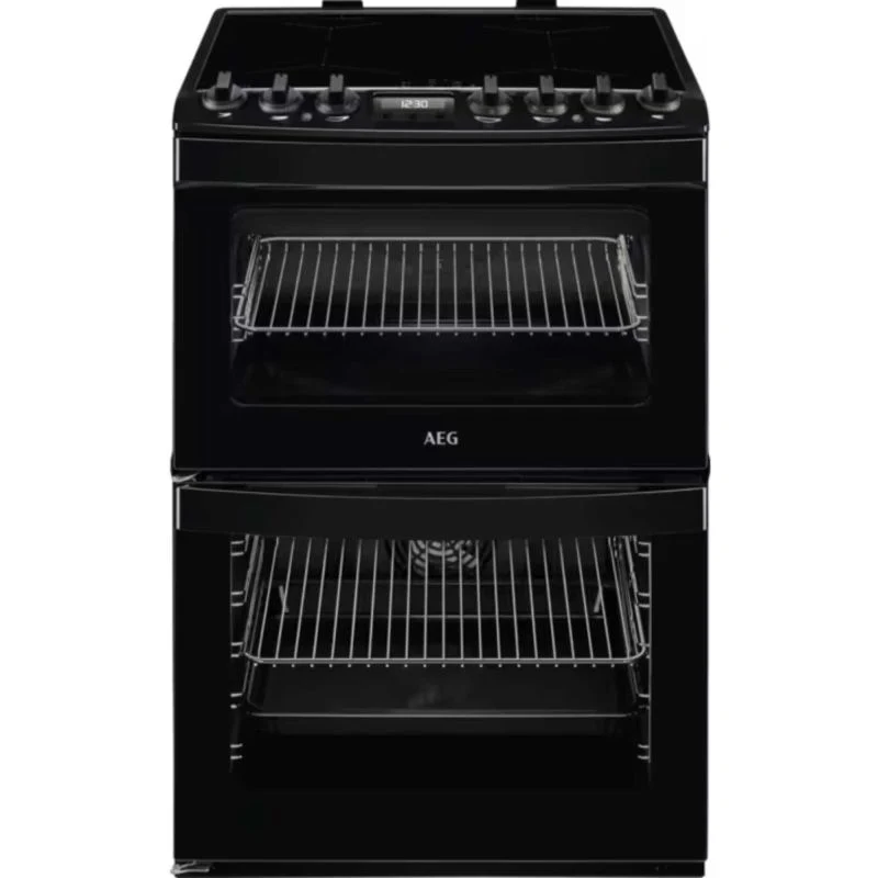 AEG 6000 SteamBake 60cm Electric Double Oven Cooker - CIB6743ACB