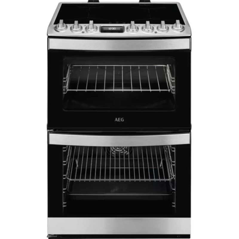 AEG 6000 SteamBake 60cm Electric Double Oven Cooker - CIB6743ACM