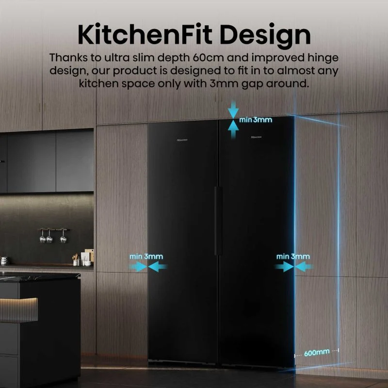 Hisense Hi5 Tall Larder Fridge Auto Defrost- Black Glass - RL5K370GSFC