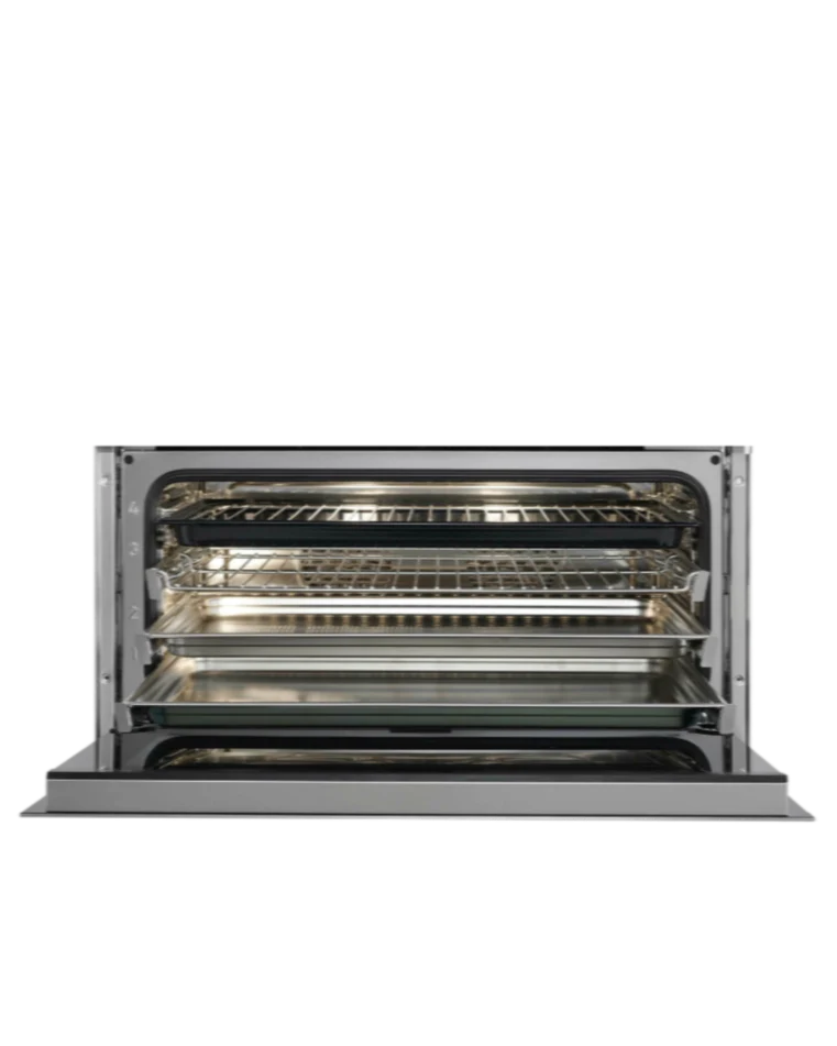 Horno De Conveccion Con Vapor Contemporaneo Serie M De 762mm Con Cristal Negro Y Tirador De Acero Inoxidable