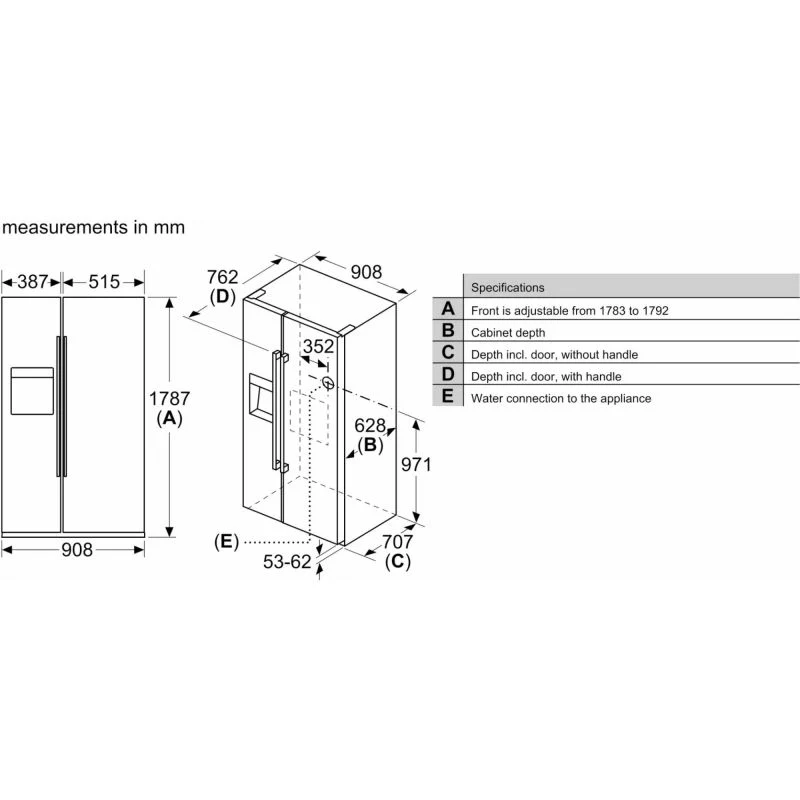 Bosch Series 6 American Style Fridge Freezer 80/20 Total No Frost - Brushed Steel - KAD93AIERG