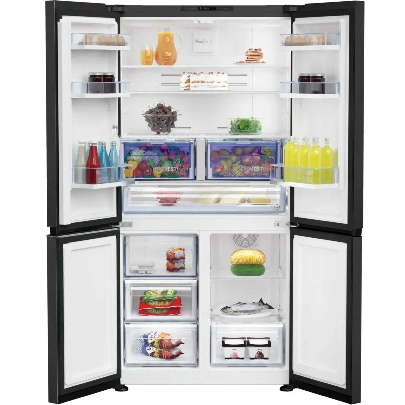 Beko American Style Fridge Freezer 50/50 NeoFrost - Black Steel - GN446224VPZ