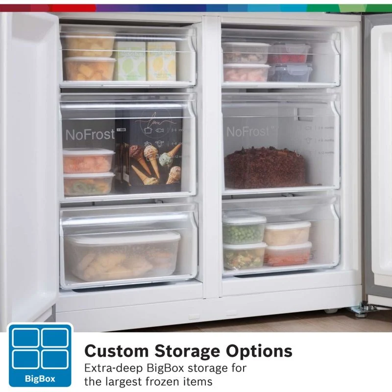 Bosch Series 4 American Style Fridge Freezer 60/40 Total No Frost - Brushed Steel - KFN96VPEAG