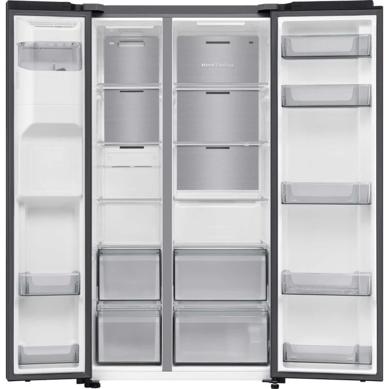 Samsung Bespoke Series 6 American Style Fridge Freezer 50/50 No Frost - Black Doi - RS70F64KEFEU
