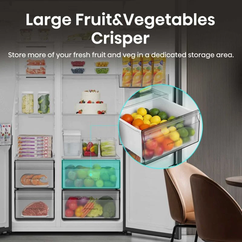 Hisense PureFlat American Style Fridge Freezer 60/40 Total No Frost - Black - RS5P528STBE