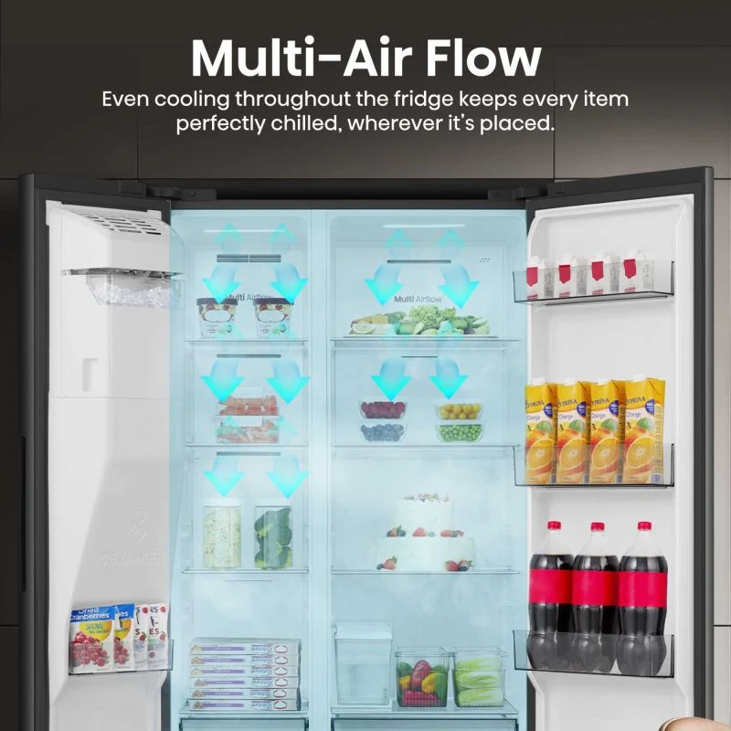 Hisense PureFlat American Style Fridge Freezer 60/40 Total No Frost - Black - RS5P528STBE